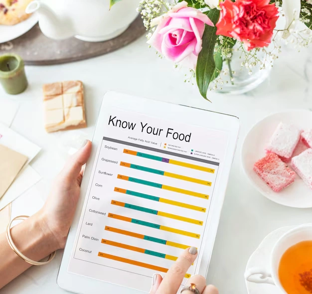 person-holding-tablet-with-food-chart-showing-average-fatty-acid-values